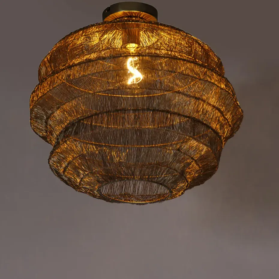 Qazqa plafondlampen vadi goudkleurig e27