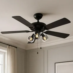 Qazqa plafondventilatoren mistral zwart e14