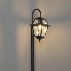 Qazqa staande buitenlampen berta zwart e27