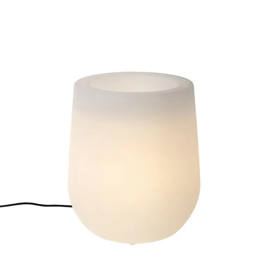 Qazqa staande buitenlampen flowerpot wit e27