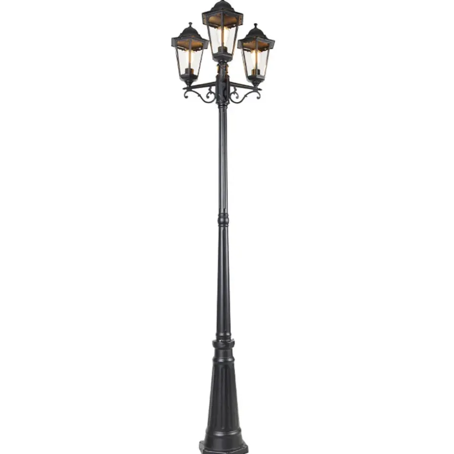 Qazqa staande buitenlampen havana zwart e27