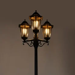 Qazqa staande buitenlampen havana zwart e27