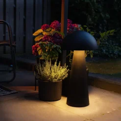 Qazqa staande buitenlampen mushroom zwart e27