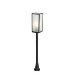 Qazqa staande buitenlampen charlois ribbed zwart