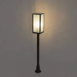 Qazqa staande buitenlampen charlois ribbed zwart