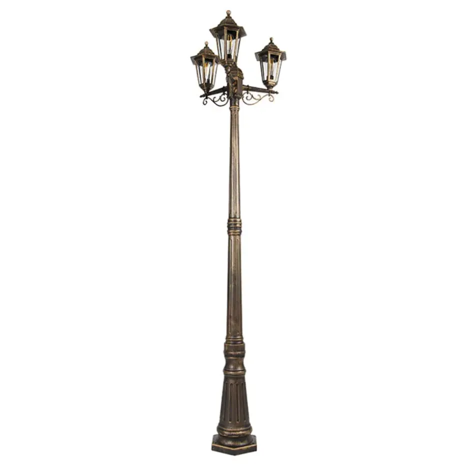 Qazqa staande buitenlampen new haven goudkleurig e27