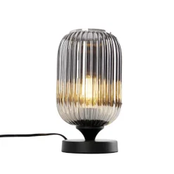 Qazqa tafellampen banci zwart e27
