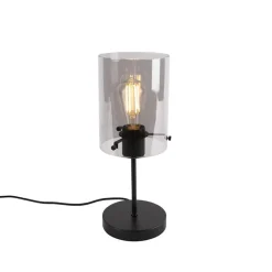 Qazqa tafellampen dome zwart e27