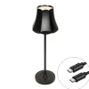 Qazqa tafellampen granny retro zwart geïntegreerde led