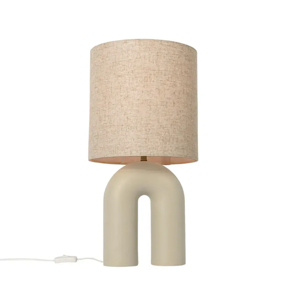 Qazqa tafellampen lotti beige e27