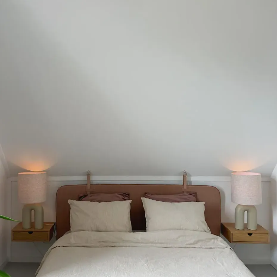 Qazqa tafellampen lotti beige e27