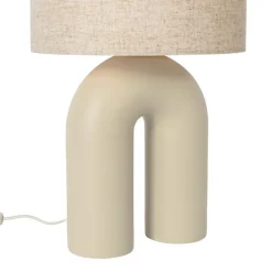 Qazqa tafellampen lotti beige e27