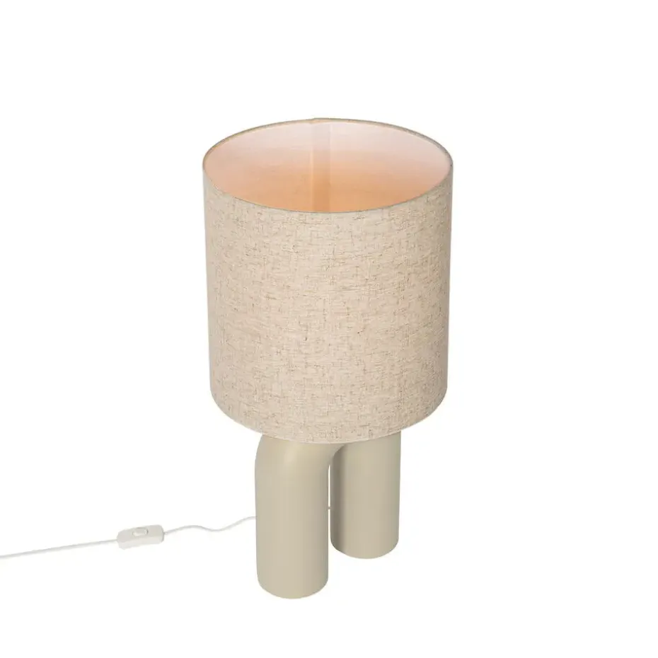 Qazqa tafellampen lotti beige e27