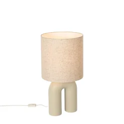 Qazqa tafellampen lotti beige e27