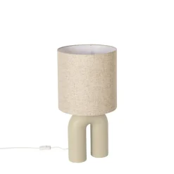 Qazqa tafellampen lotti beige e27