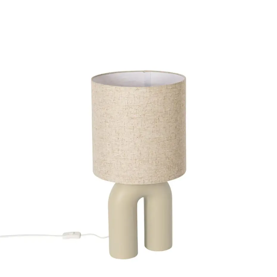 Qazqa tafellampen lotti beige e27