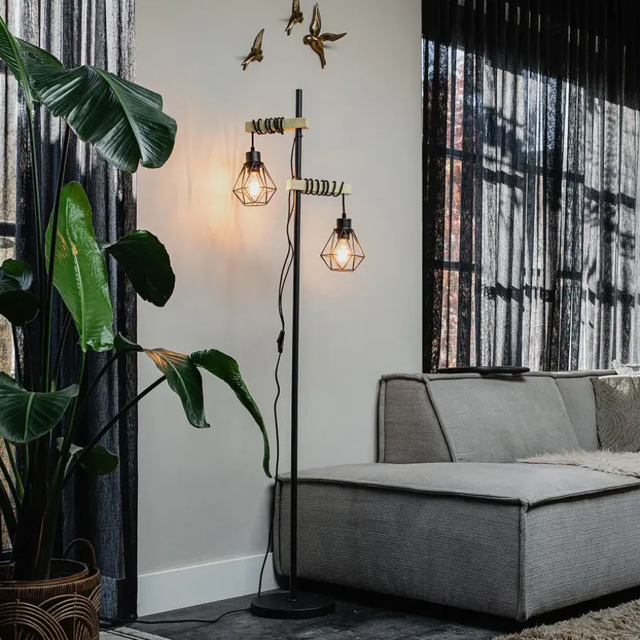Qazqa vloerlampen chon zwart e27