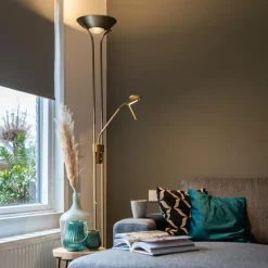 Qazqa vloerlampen diva bruin geïntegreerde led