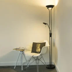 Qazqa vloerlampen diva zwart geïntegreerde led