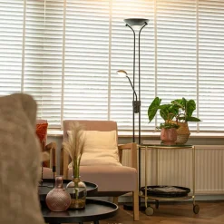 Qazqa vloerlampen diva zwart geïntegreerde led