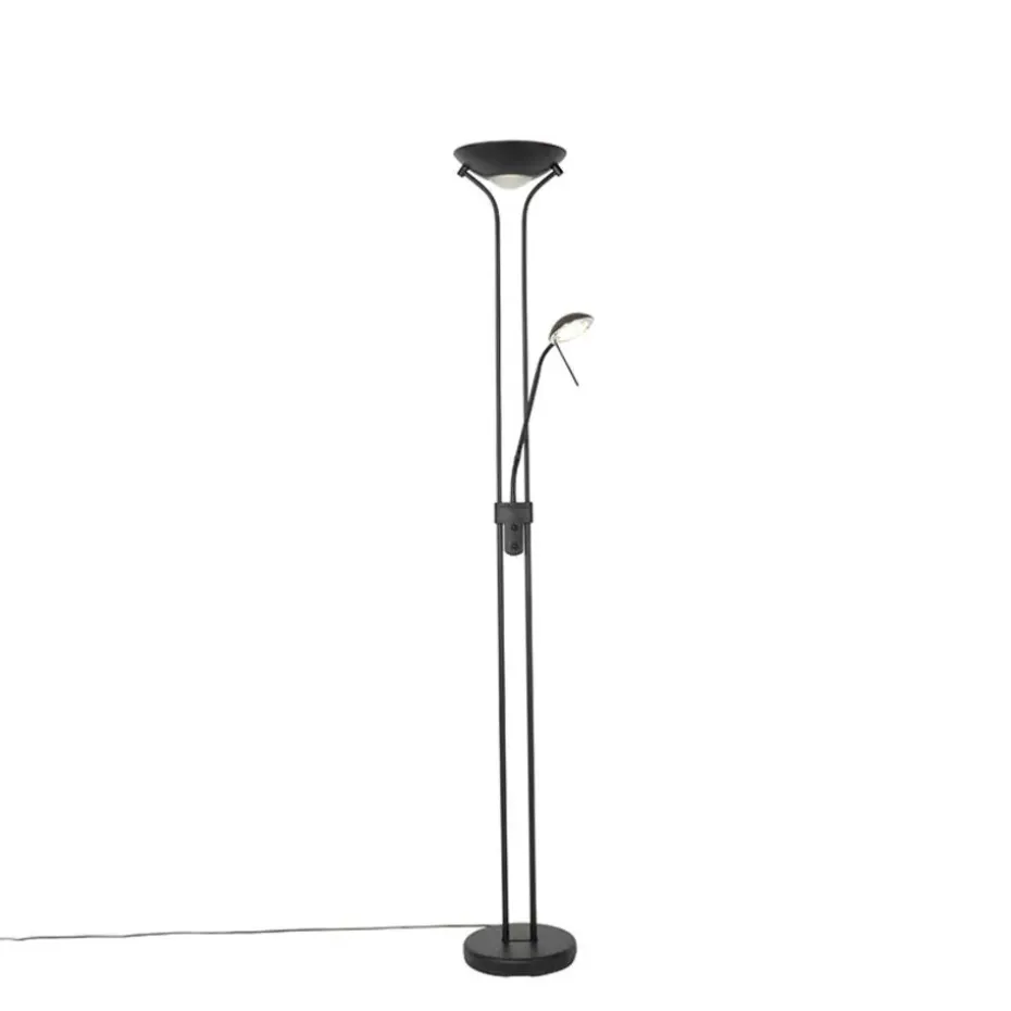Qazqa vloerlampen diva zwart geïntegreerde led