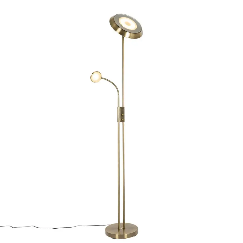 Qazqa vloerlampen fez bruin geïntegreerde led