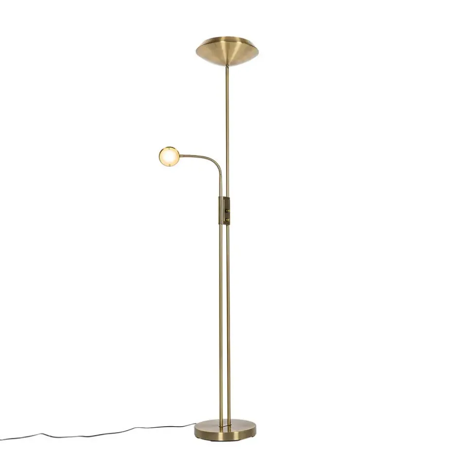 Qazqa vloerlampen fez bruin geïntegreerde led