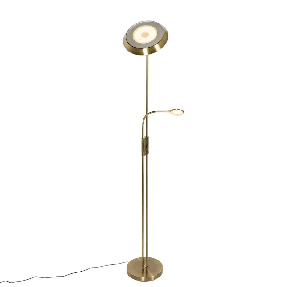 Qazqa vloerlampen fez bruin geïntegreerde led