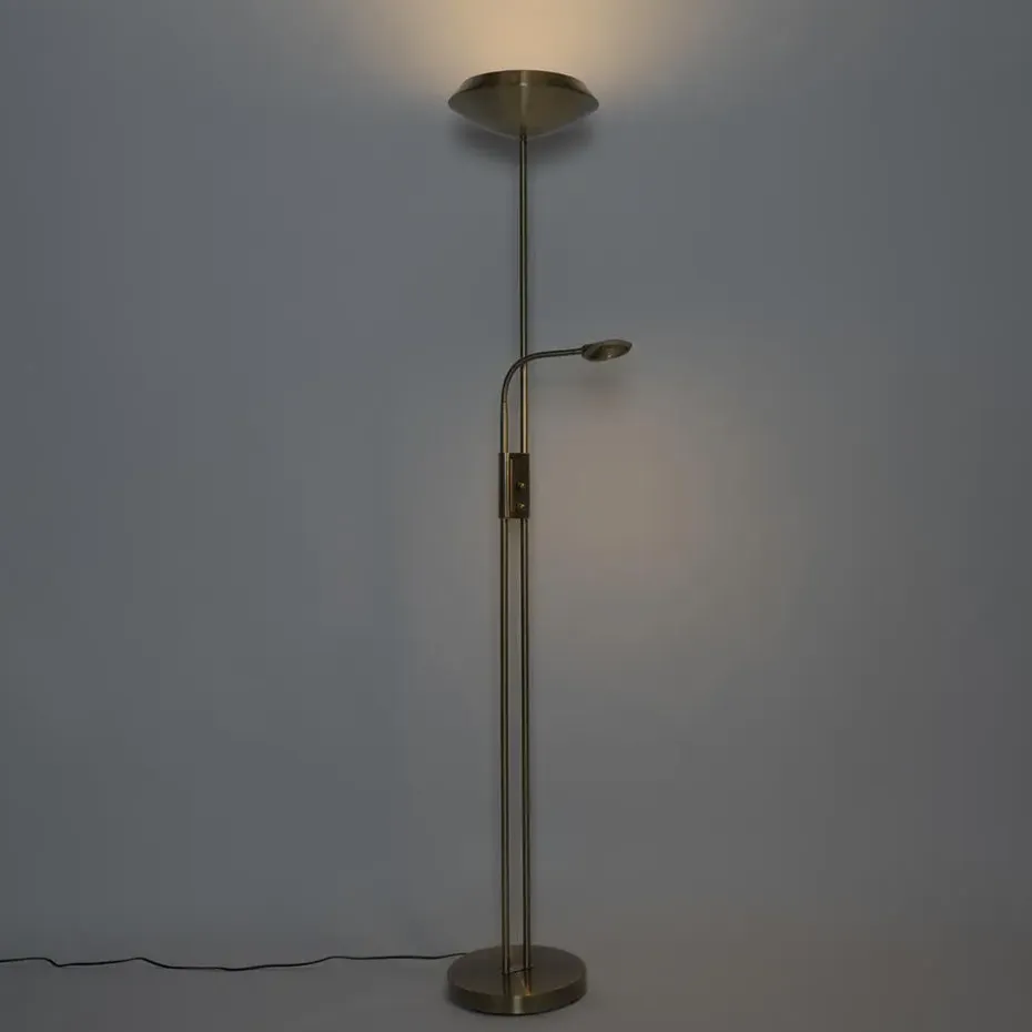 Qazqa vloerlampen fez bruin geïntegreerde led