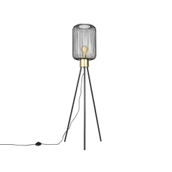 Qazqa vloerlampen mayelle zwart e27