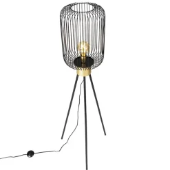 Qazqa vloerlampen mayelle zwart e27