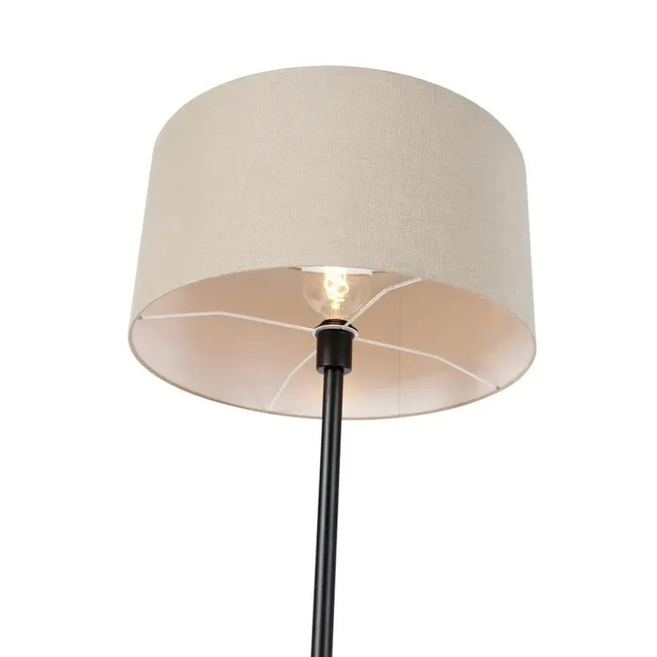 Qazqa vloerlampen simplo stof zwart e27