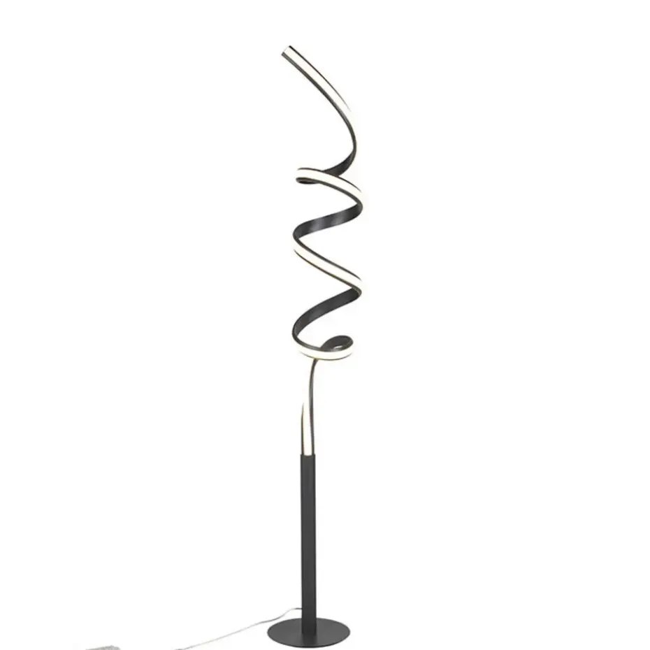 Qazqa vloerlampen twisted fl zwart geïntegreerde led