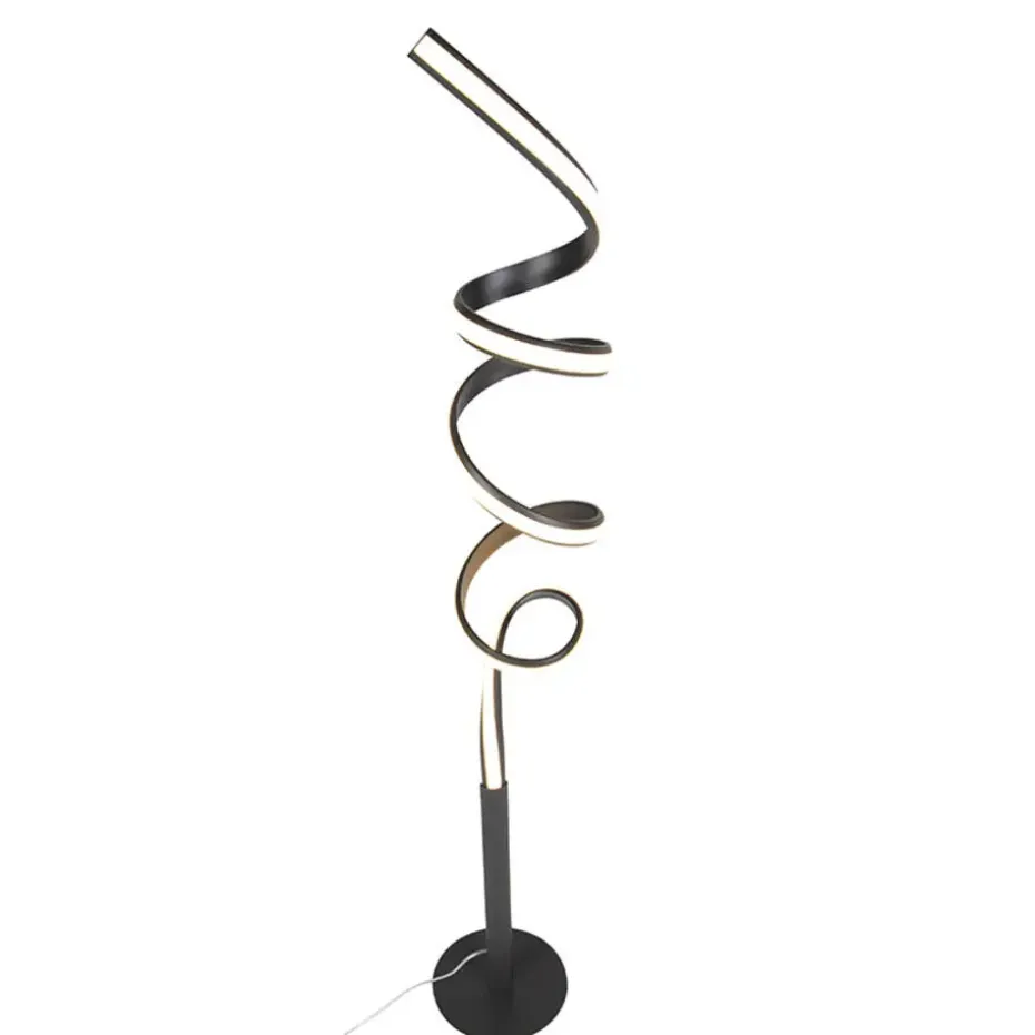 Qazqa vloerlampen twisted fl zwart geïntegreerde led