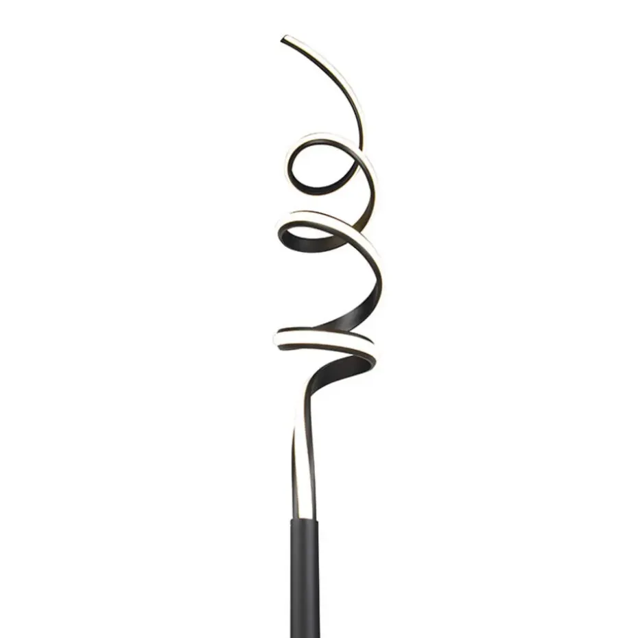 Qazqa vloerlampen twisted fl zwart geïntegreerde led