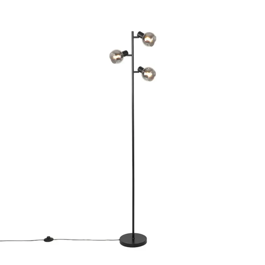 Qazqa vloerlampen vidro zwart e14