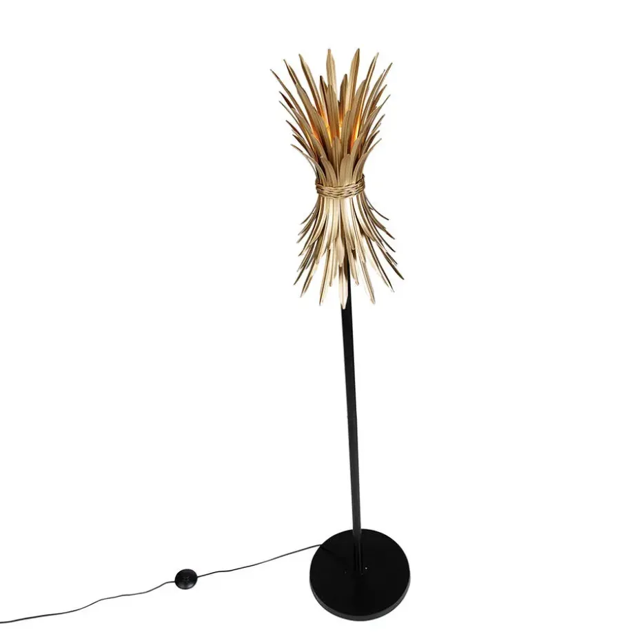 Qazqa vloerlampen wesley goudkleurig e27