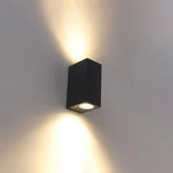 Qazqa wandlampen buiten baleno zwart gu10