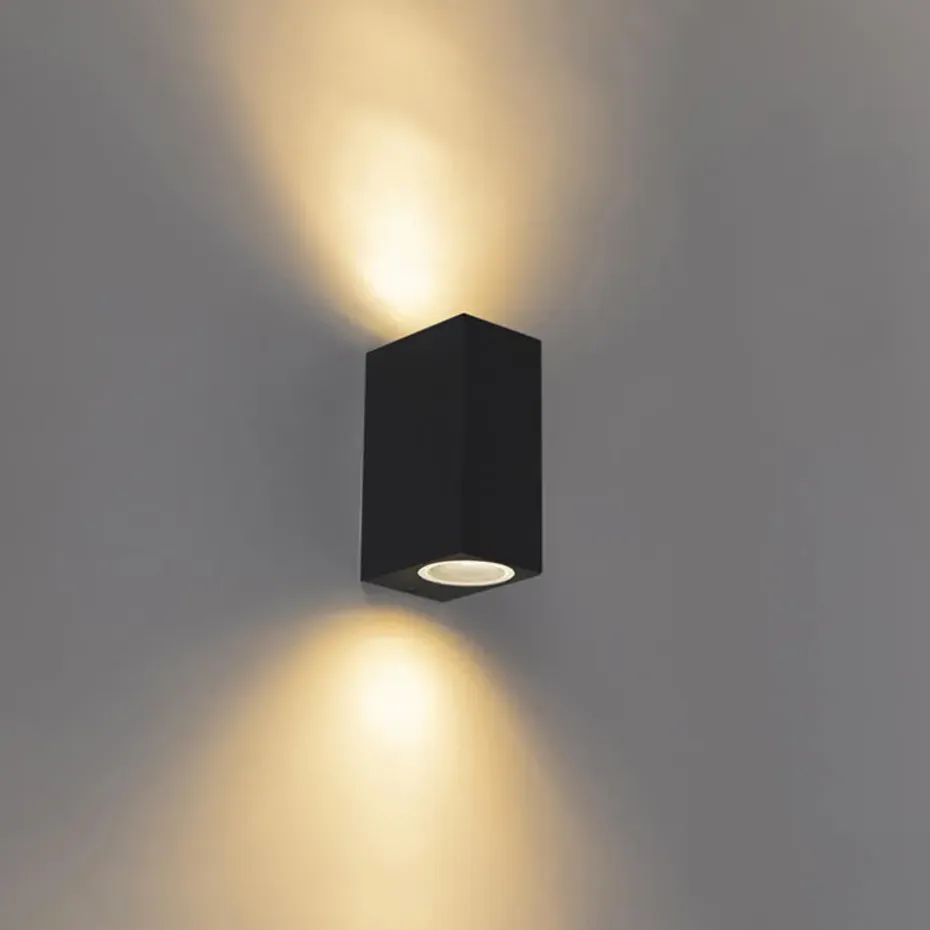Qazqa wandlampen buiten baleno zwart gu10