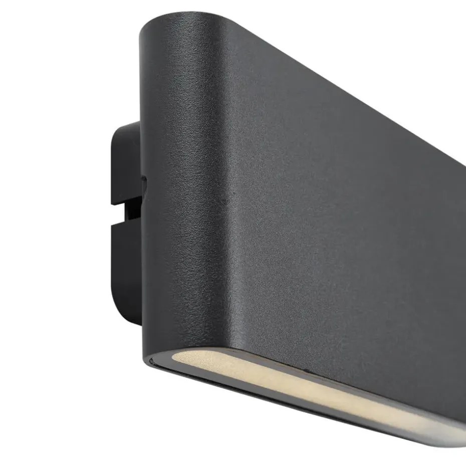 Qazqa wandlampen buiten batt zwart geïntegreerde led