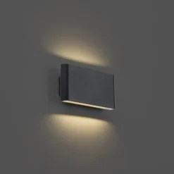 Qazqa wandlampen buiten batt zwart geïntegreerde led
