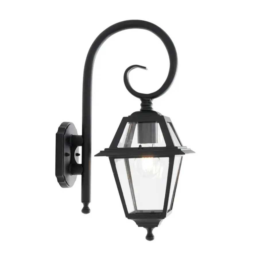 Qazqa wandlampen buiten berta zwart e27