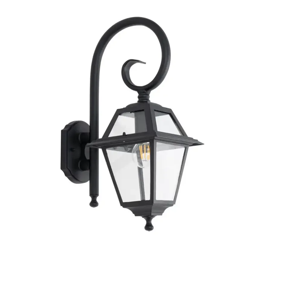 Qazqa wandlampen buiten berta zwart e27