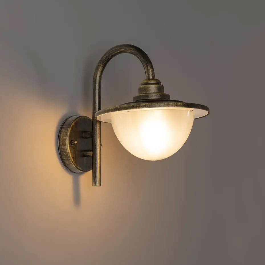 Qazqa wandlampen buiten bruges goudkleurig e27