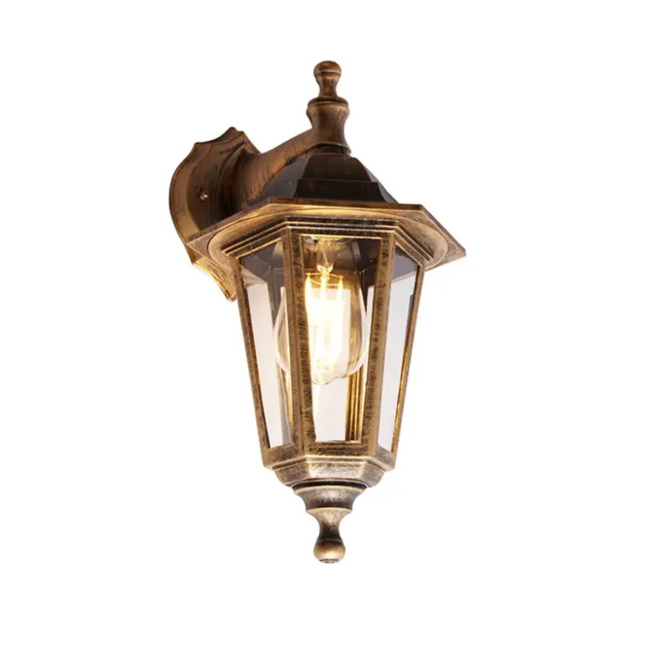 Qazqa wandlampen buiten new haven goudkleurig e27