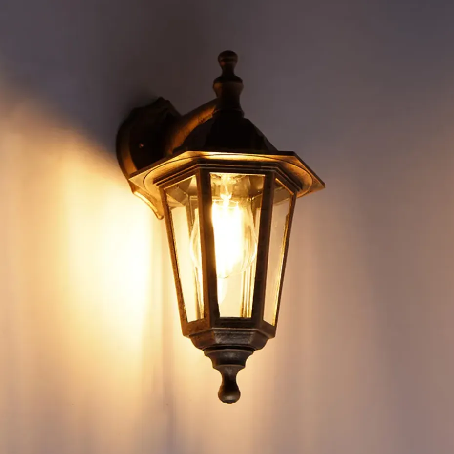 Qazqa wandlampen buiten new haven goudkleurig e27