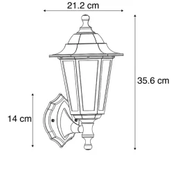 Qazqa wandlampen buiten new haven goudkleurig e27