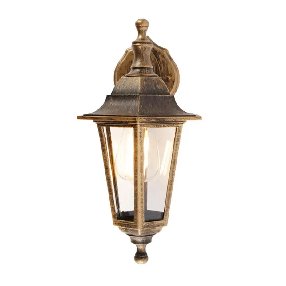 Qazqa wandlampen buiten new haven goudkleurig e27