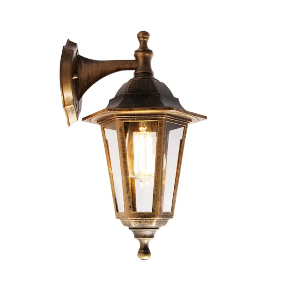 Qazqa wandlampen buiten new haven goudkleurig e27