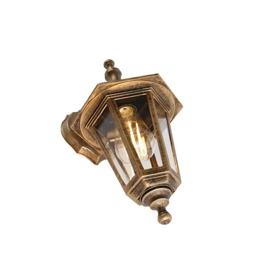 Qazqa wandlampen buiten new haven goudkleurig e27
